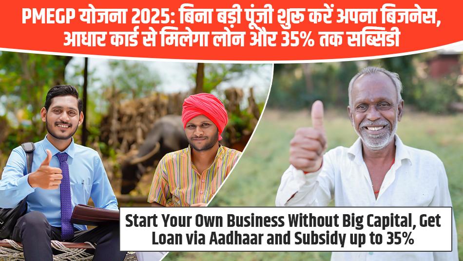PMEGP योजना 2025: बिना बड़ी पूंजी शुरू करें अपना बिजनेस, आधार कार्ड से मिलेगा लोन और 35% तक सब्सिडी